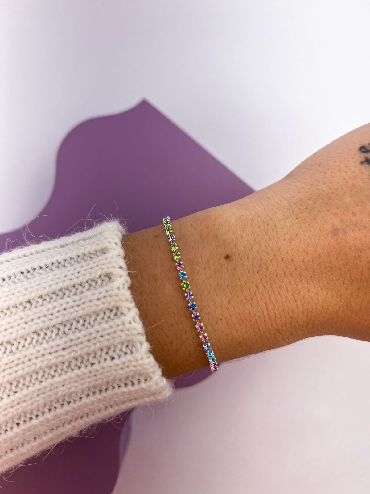 Pulseira strass colorida